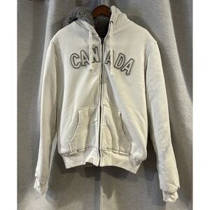 Northern Vibe Canada Faux Fur Zip‎ Up Hoodie Size Medium
